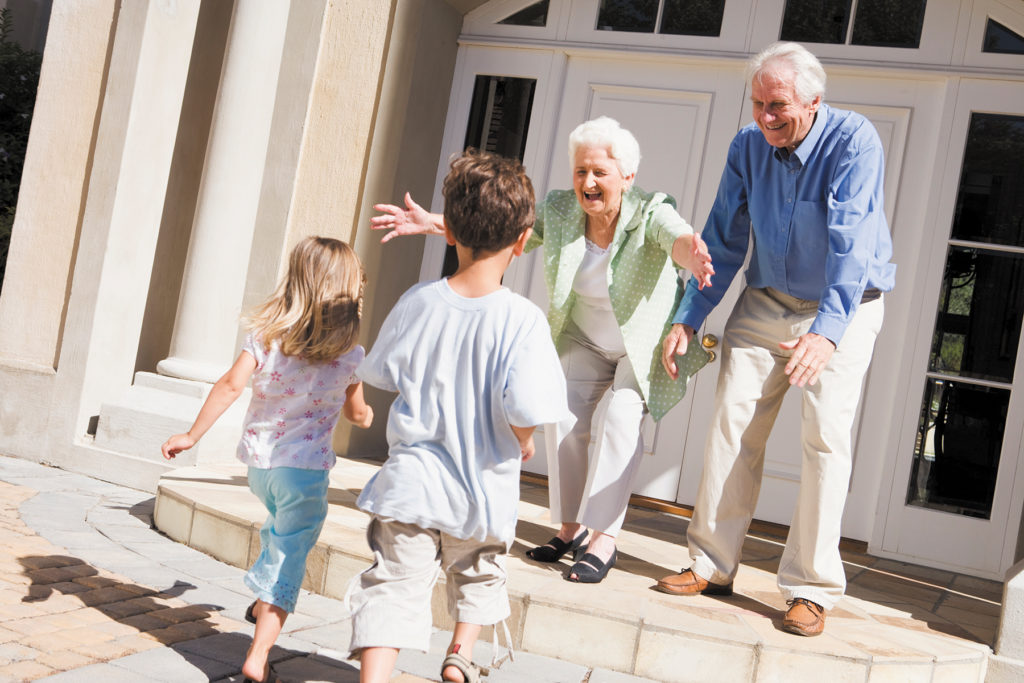 Grandparents welcoming grandchildren